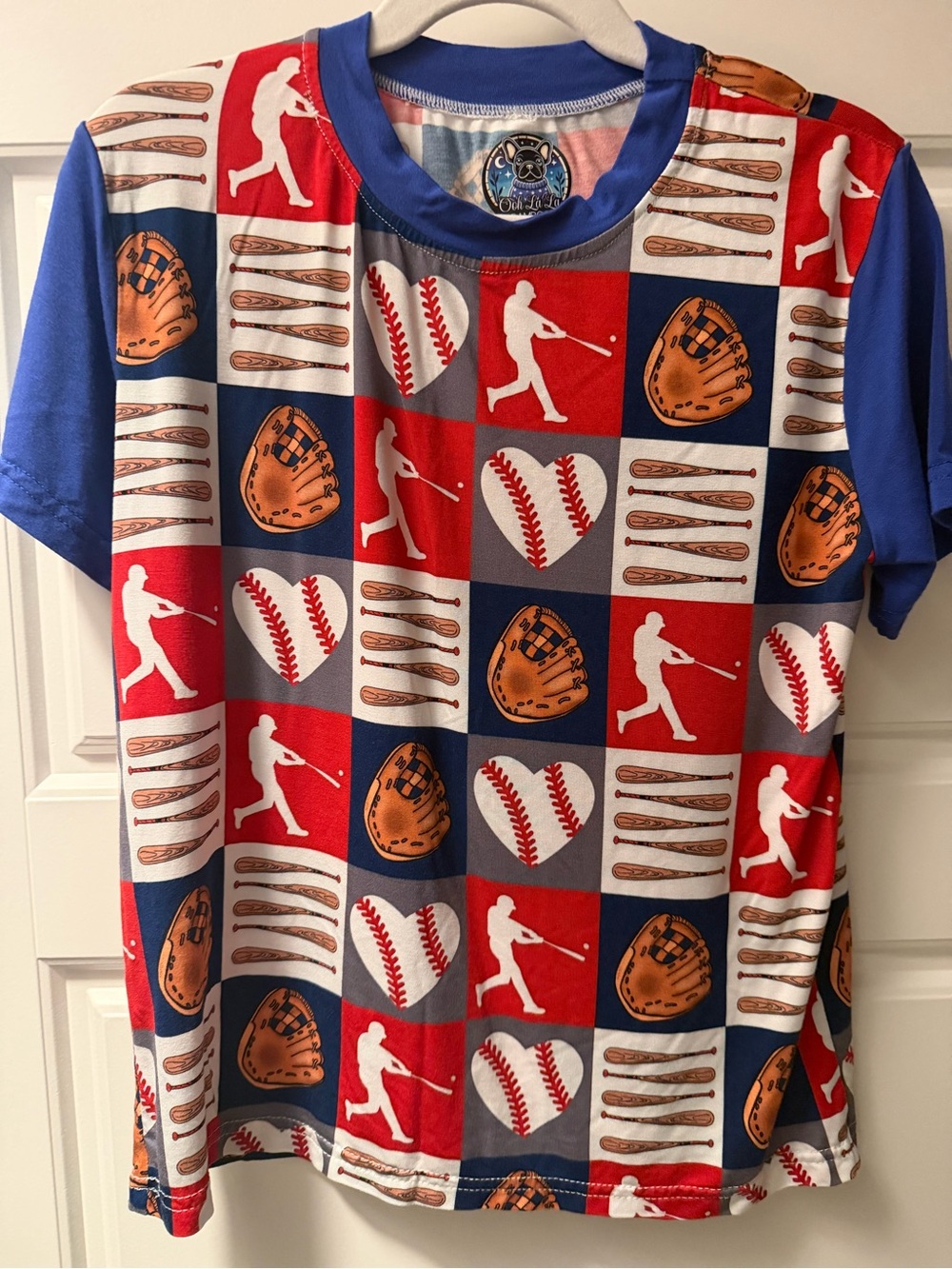 BAMBOO Kids Baseball Patchwork Tee - Red, Blue & White